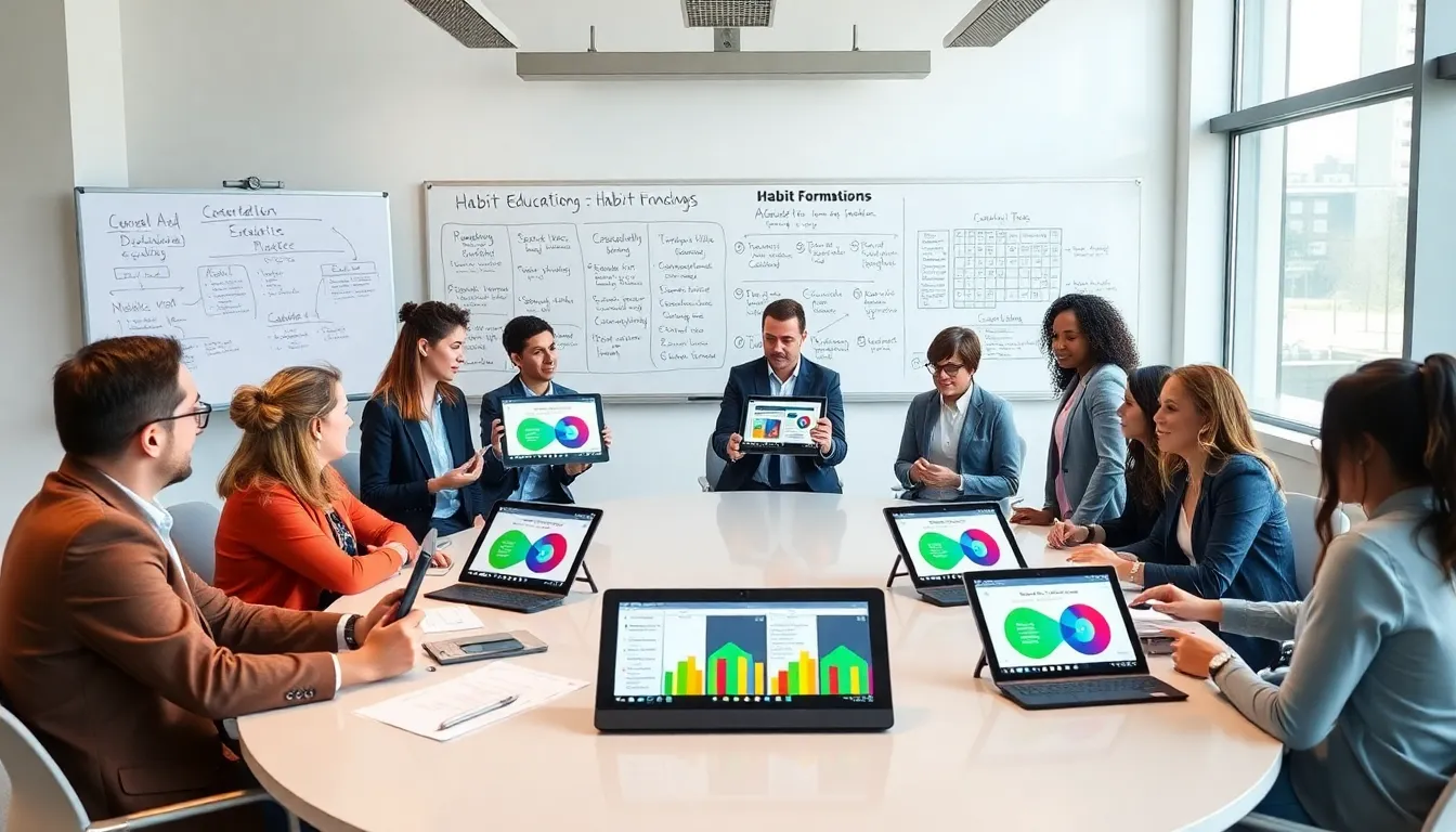 educators discussing habit education strategies in a modern classroom.